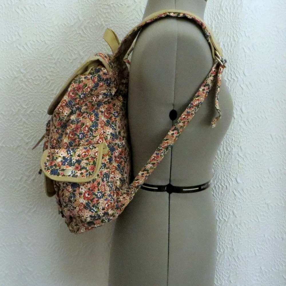 Candies Floral Glitter Faux Leather Vegan Backpack New